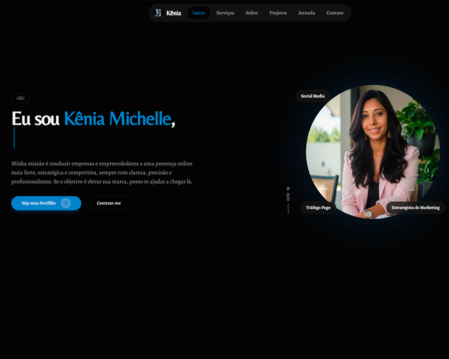 Screenshot do site da Kênia Michelle